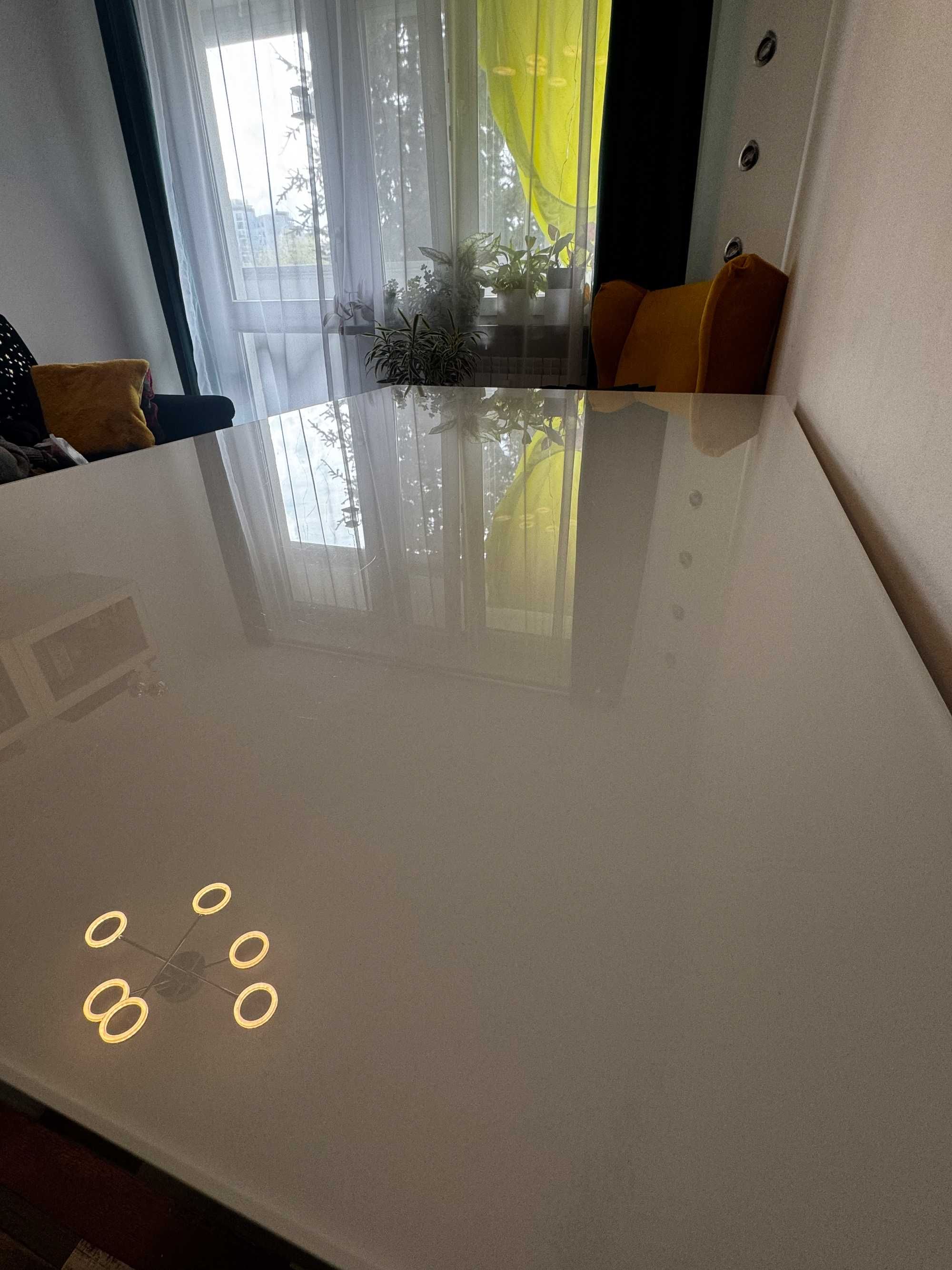Szklany stół do jadalni chrom połysk