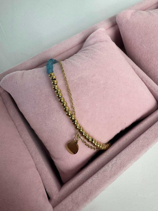 Bransoletka 17- 20,5 cm elegancka kamień złota stal nierdzewna  b117