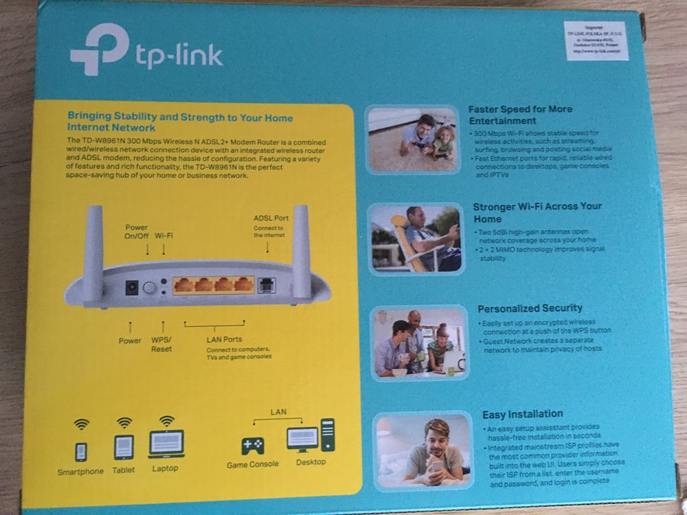 tp-link 300 Mbps Wi-Fi ADSL2+ Modem Router TD-W8961N
