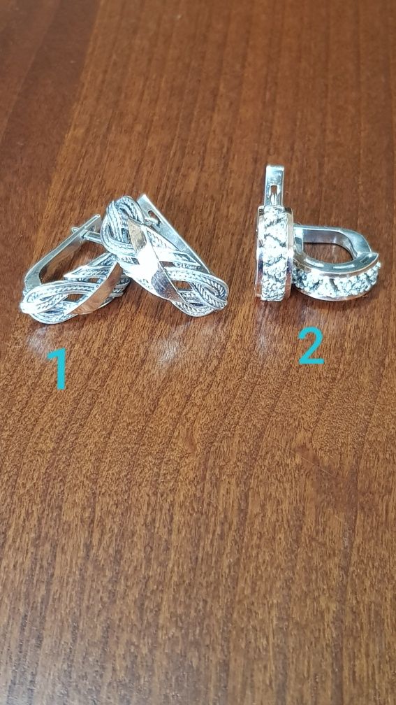 Сережки серебряные с золотыми вставками