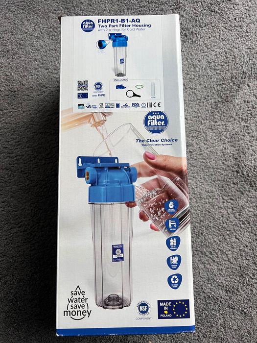 Filtr Wodny 10" AQUA FILTER 1 CAL, Mosiężny Gwint, Kompletny Zestaw