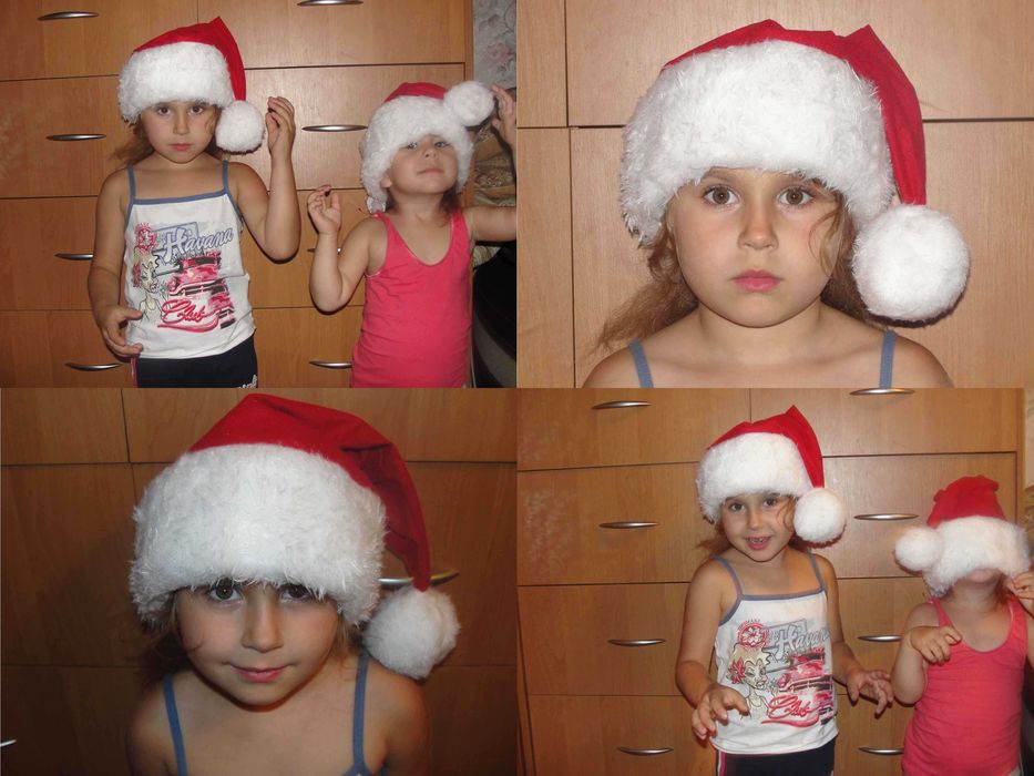 Шапка новорічна, Діда Мороза, Санти, ковпак червоній з балабоном