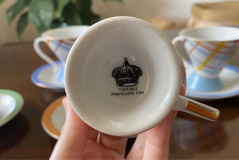 Conjunto 6 chávenas de café em porcelana fina