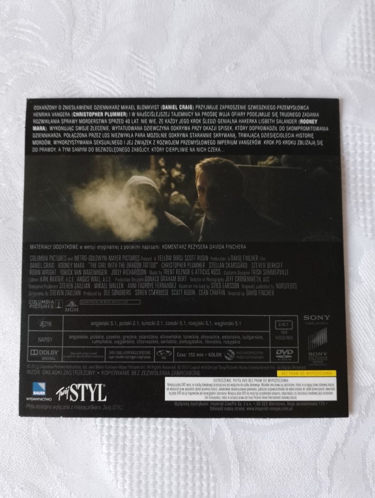 Film DVD "Dziewczyna z tatuażem" – ekranizacja trylogii Millenium