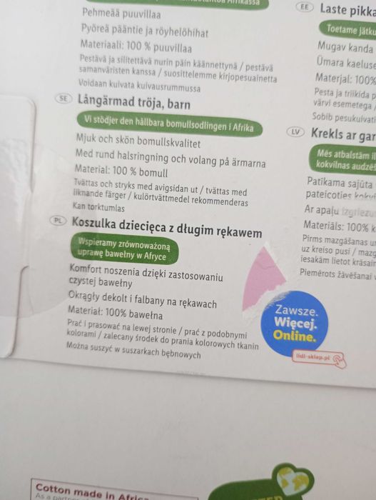 Bawełniana koszulka z długim rękawem rozmiar 122\128