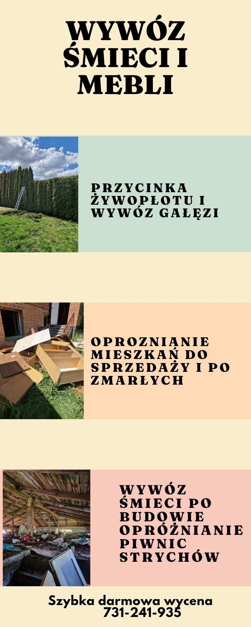 WYWÓZ ŚMIECI, MEBLI I GAŁĘZI, Opróżnianie domów, mieszkań, piwnic