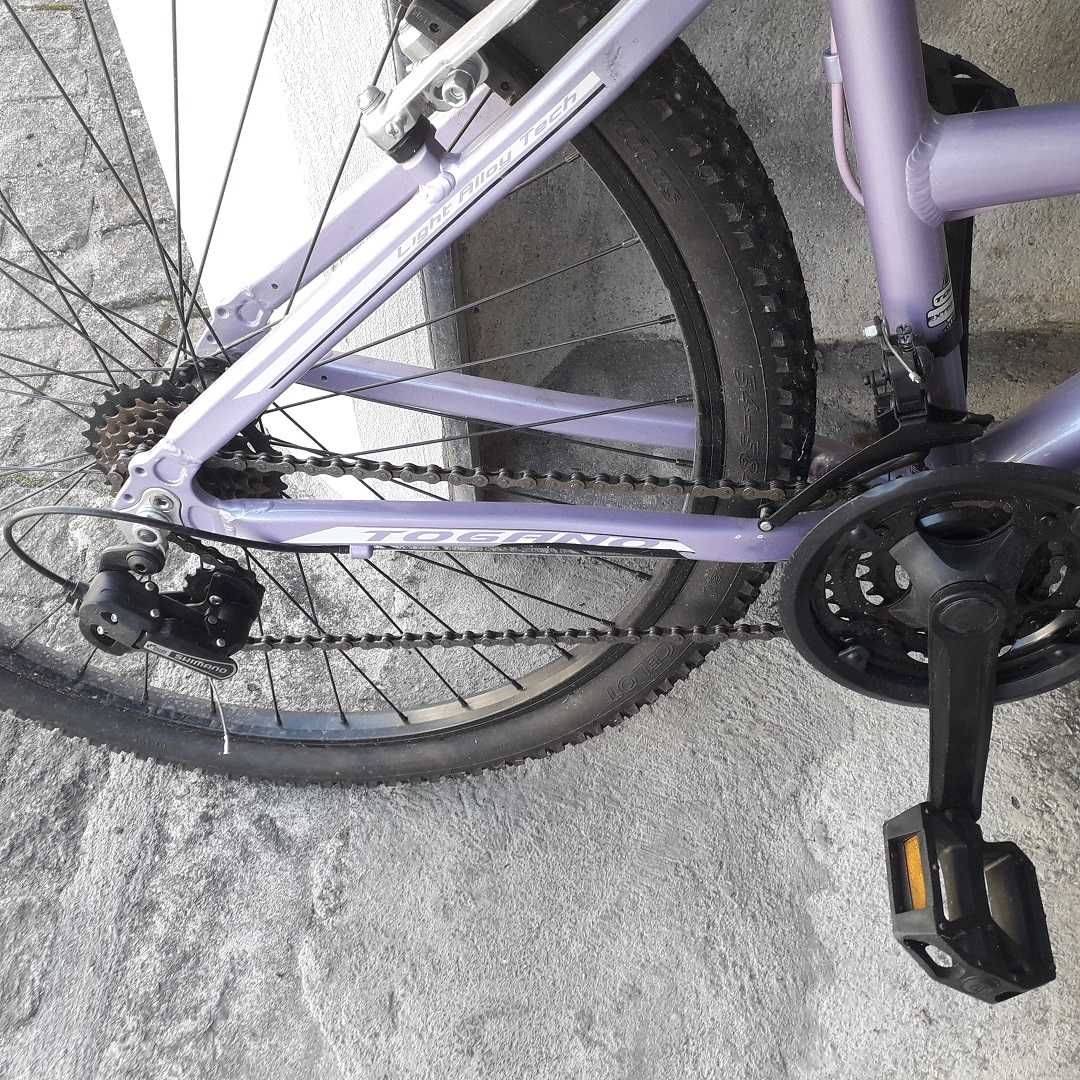 Bicileta montanha em alumínio, engrenagem, mudanças e travoes Shimano