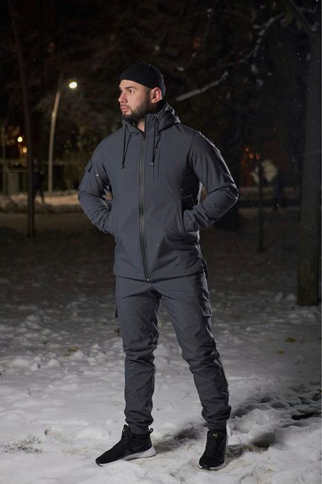 Мужской спортивный костюм на флисе тактическая куртка штаны зимний