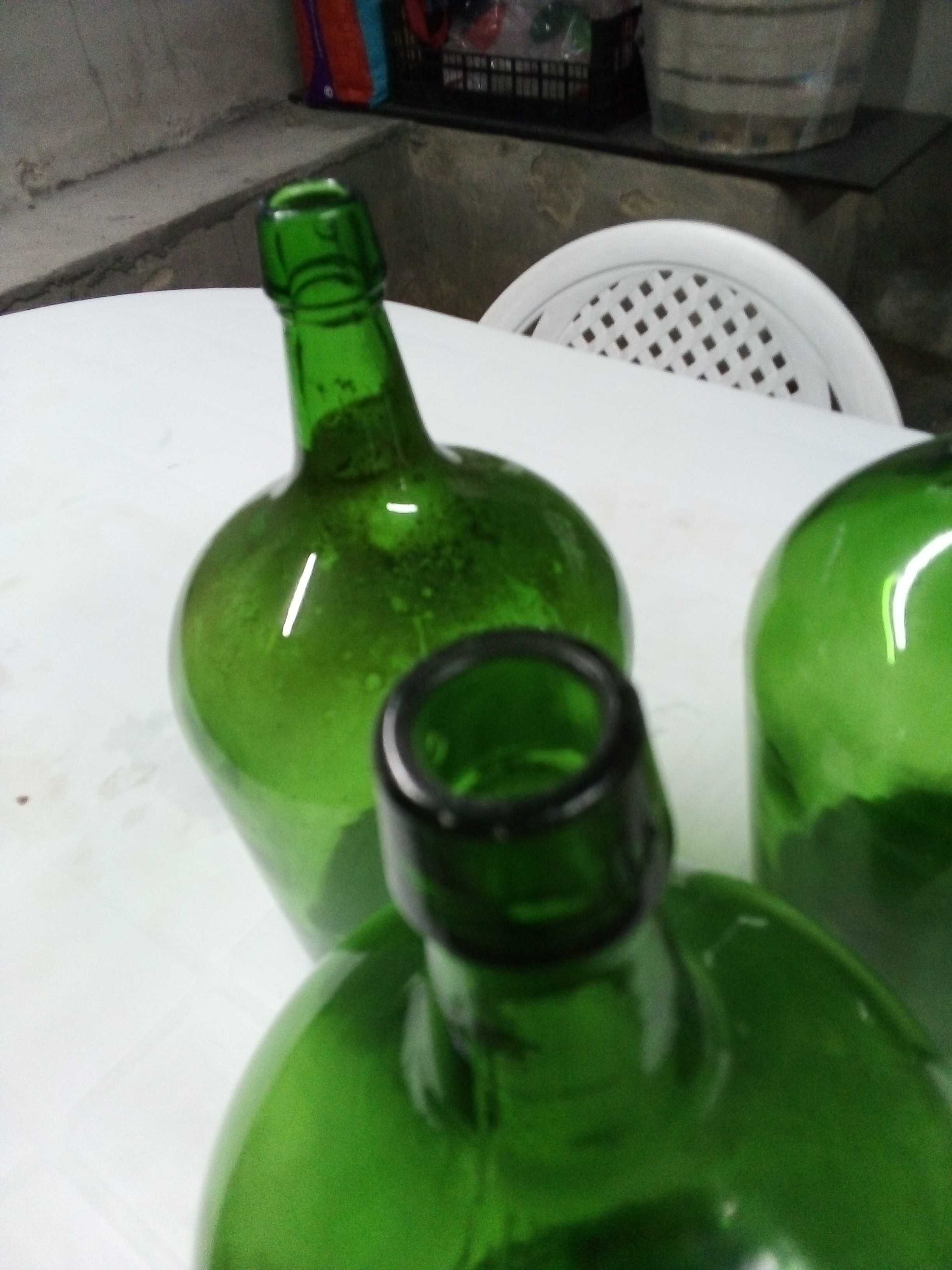3 garrafões antigos cor verde
