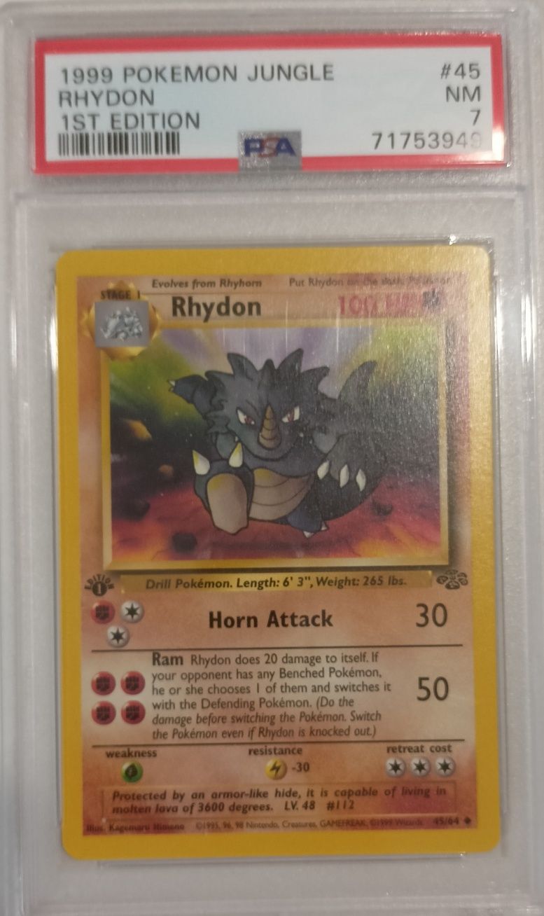 Pokemon Psa 7 Rhydon 1st edition jungle