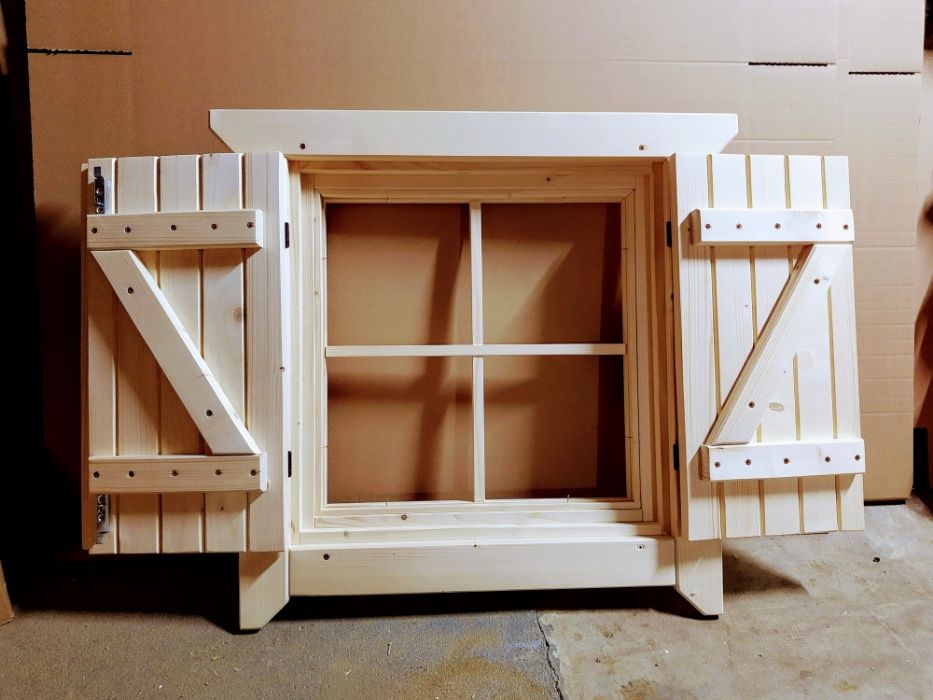Okno drewniane 70/70 z okiennica #producent#okienko