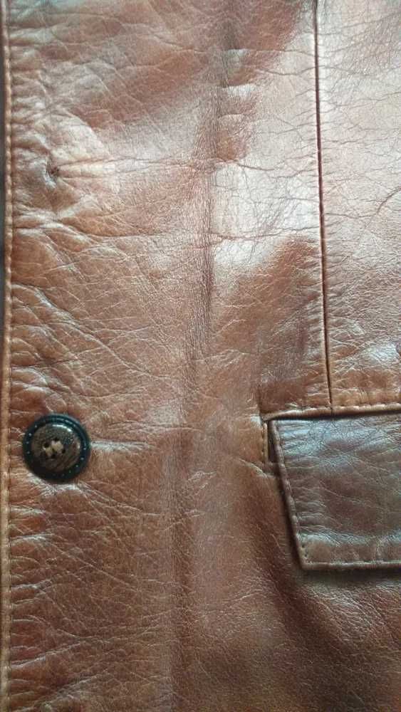 Kurtka skórzana jasny brąz żakiet marynarka skóra M-L vintage retro