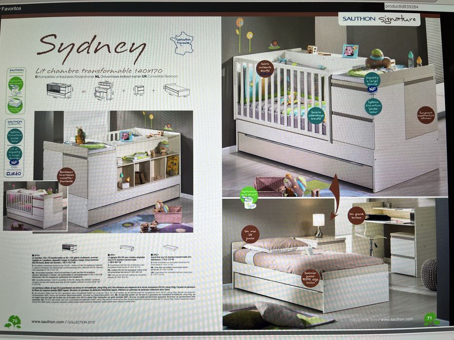 Quarto evolutivo Sauthon de bebé até adolescente