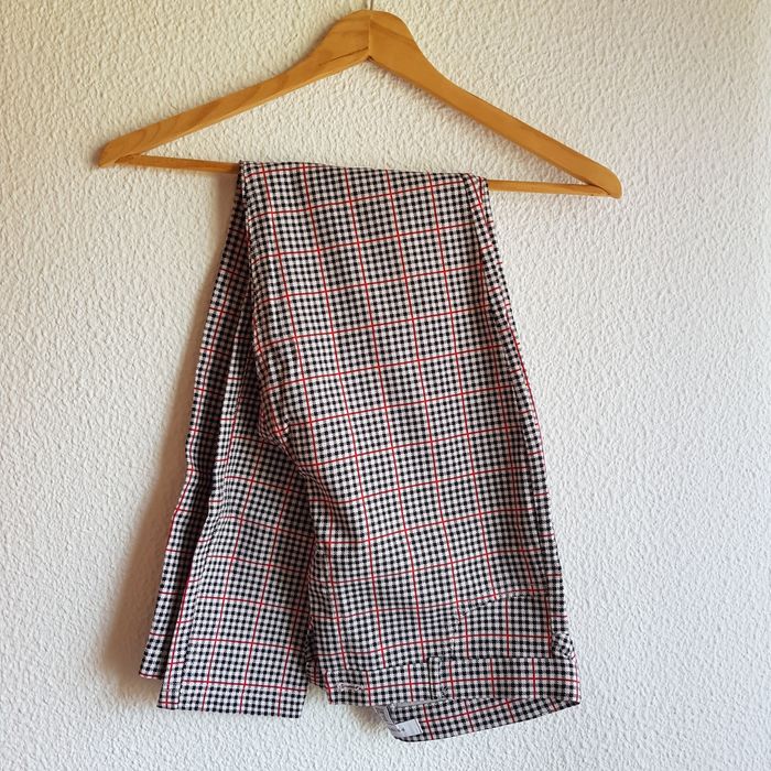 Calças Xadrez Preto, Branco e Vermelho