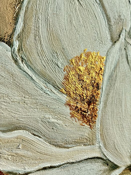 Obraz olejny recznie malowany „Magnolia w złotym słońcu”