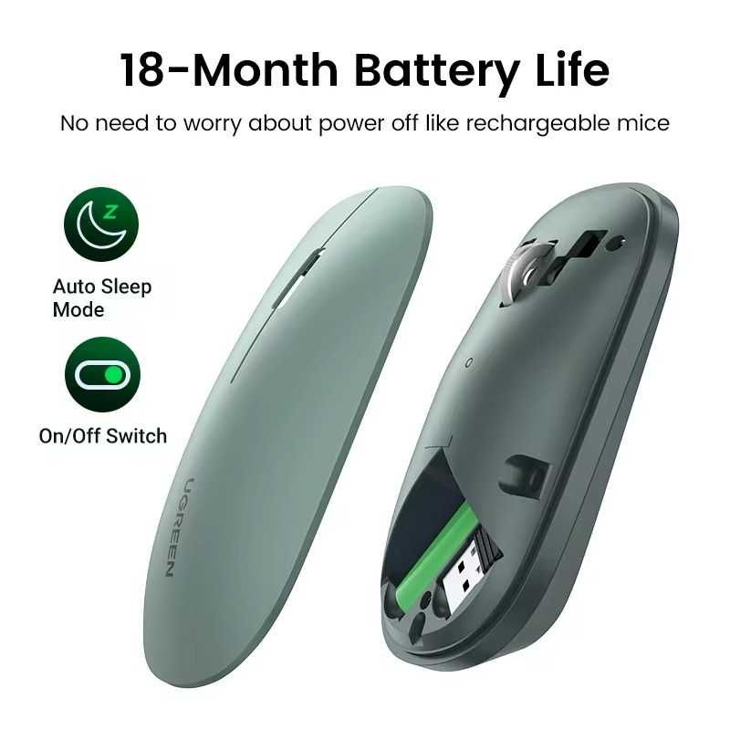 Миша Ugreen MU001 Portable Wireless Black/Green/Gray (UGR-90372)