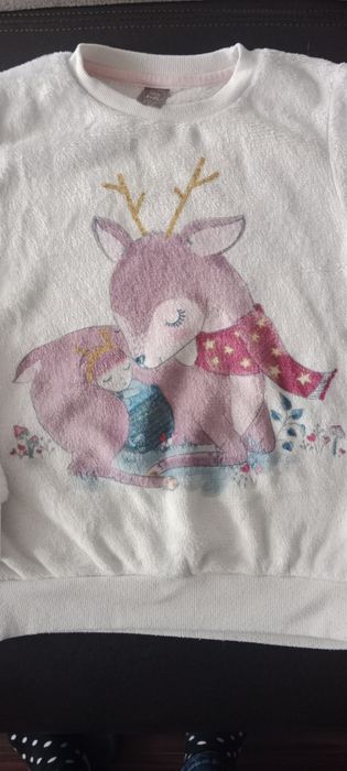 Sweter zimowy, świąteczny, bluza biały 134 8/9 lat.