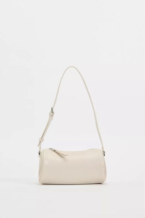 Маленька сумка боулінг екрю молочна Zara mini cylindrical bowling bag