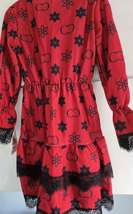 Nowa sukienka Święta czerwono czarna koronka 140 - 146 10 lat