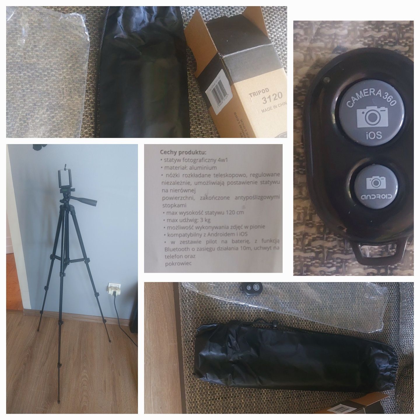 Statyw na telefon Bluetooth 4w1 128cm