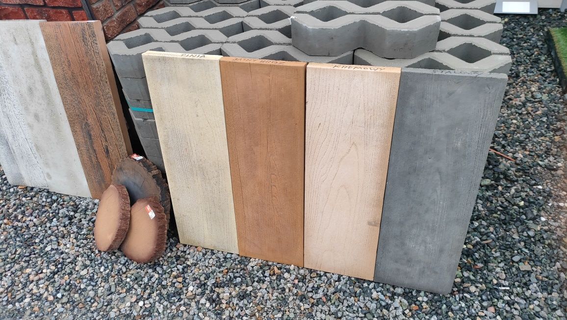 Deski drewnopodobne decha betonowa płyty tarasowe taras chodnik beton