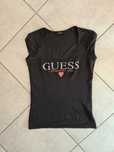 Top xs guess czarna bluzka koszulka 36 z sercem