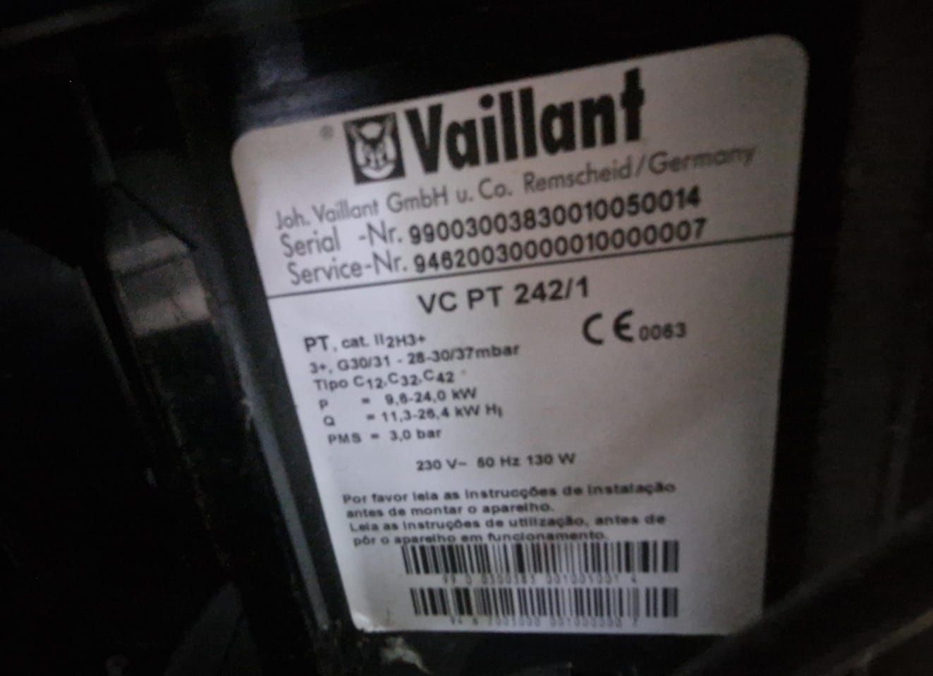 Caldeira de condensação Vaillant VC PT 242/1 Sem depósito