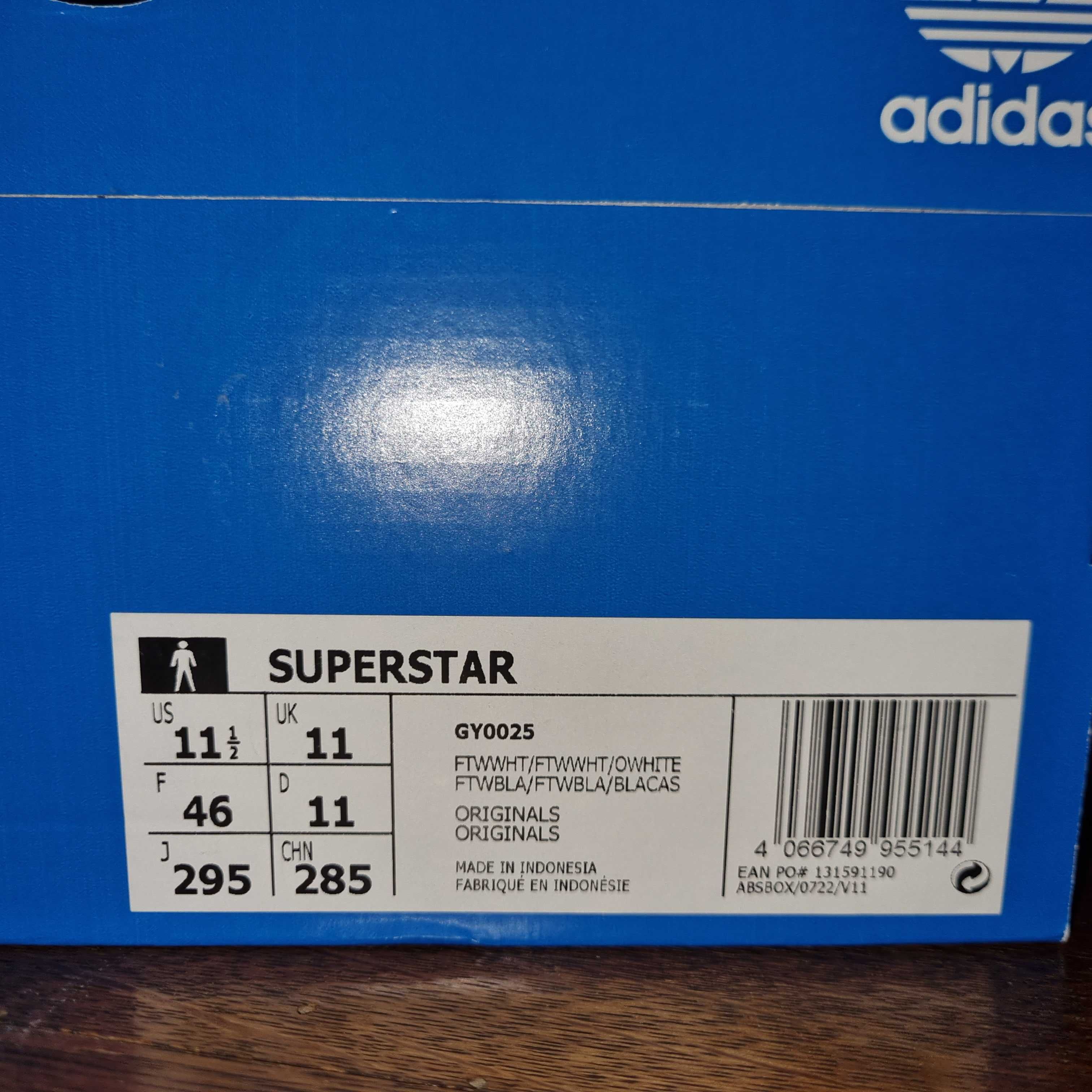 Nowe Buty Adidas Superstar Original Białe r. 46 GY0025
