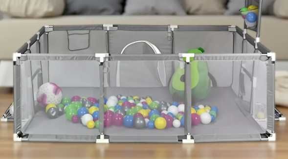 Детский манеж с сетчатыми стенками, баскетбольным кольцом и воротами