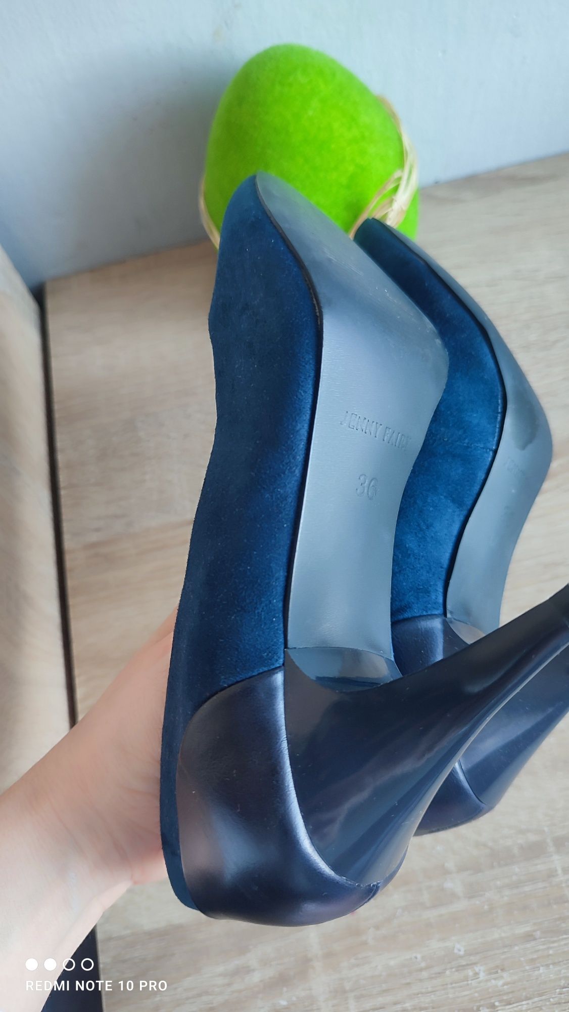 Buty damskie czółenka szpilki granatowe