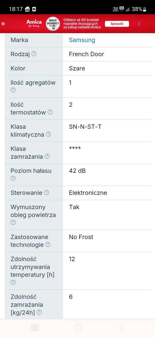 Lodówka Samsung Side by side