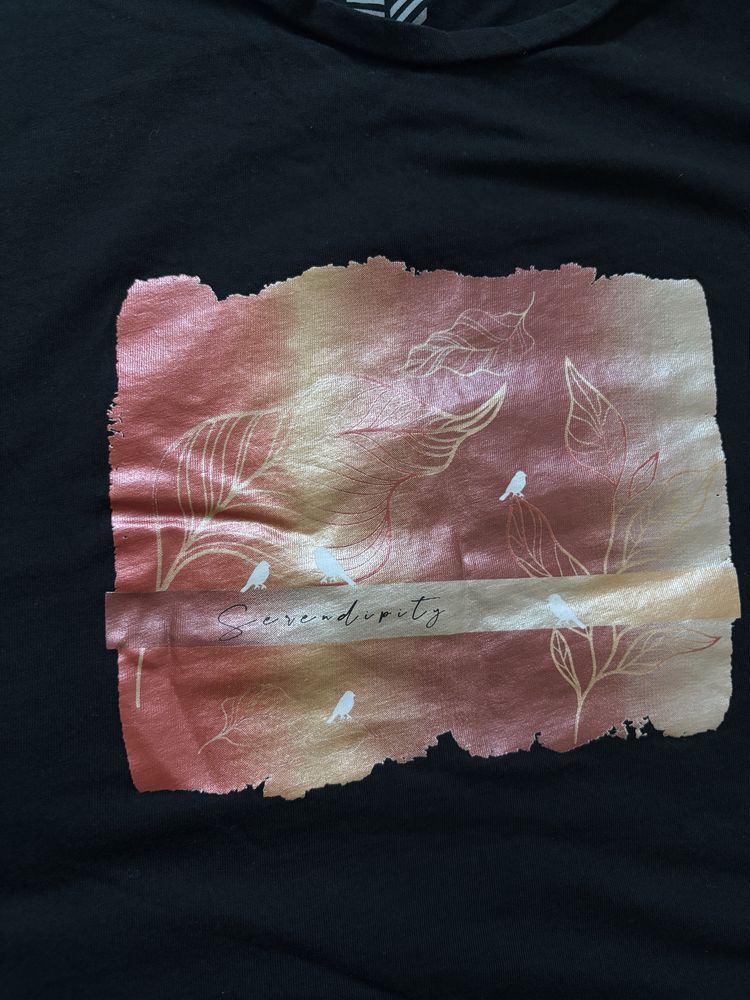 czarny T-shirt z nadrukiem M