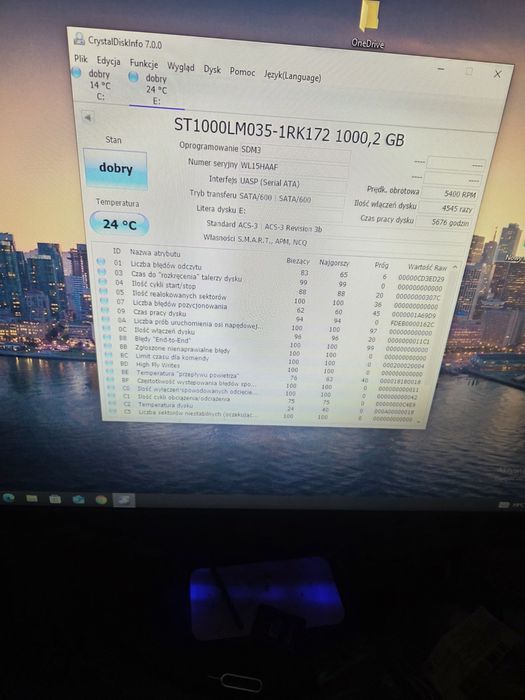 Sprawny dysk 2.5 cala Segate 1 TB (Testy na zdjeciach)