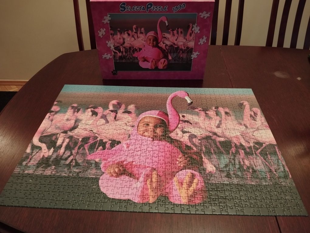 Selecta Puzzle 1000, flamingi i dziecko