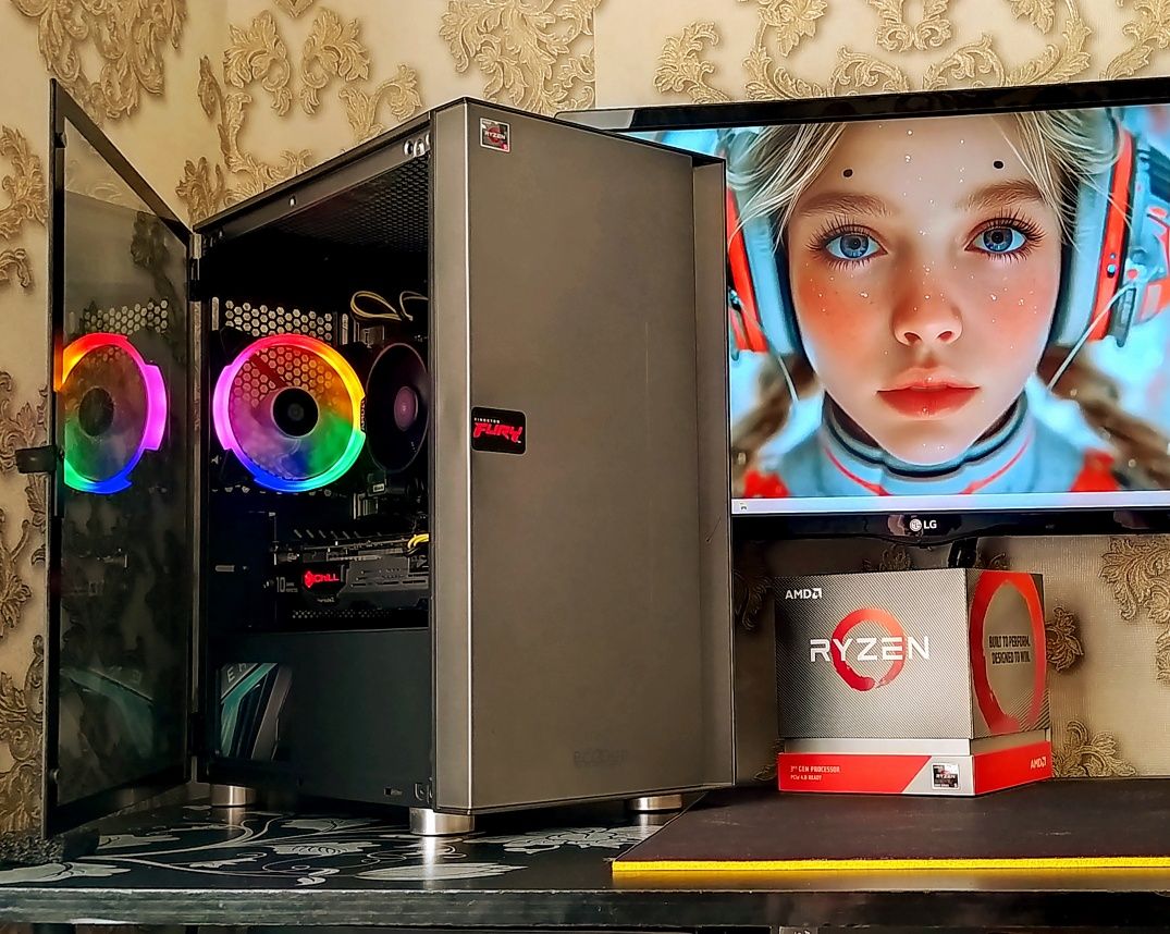ПК GTX1070+ Ryzen 5 2600+ 16gb DDR4 s-AM4 игровой компьютер