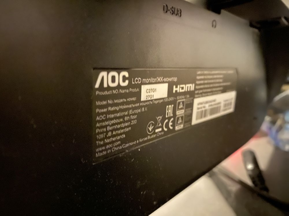 Monitor AOC C27G1 27" Full HD VA 144Hz 1ms Zakrzywiony Gamingowy