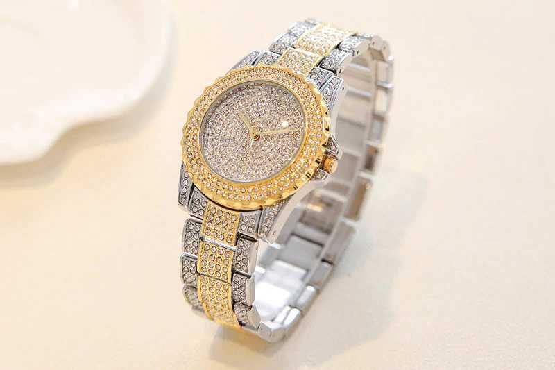 Nowy Zegarek Modny z diamentami kryształkami kolor: srebrny - złoty