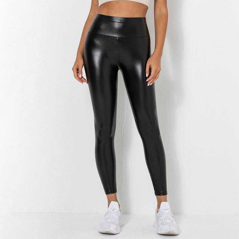Legginsy skórzane a la skóra push up czarne