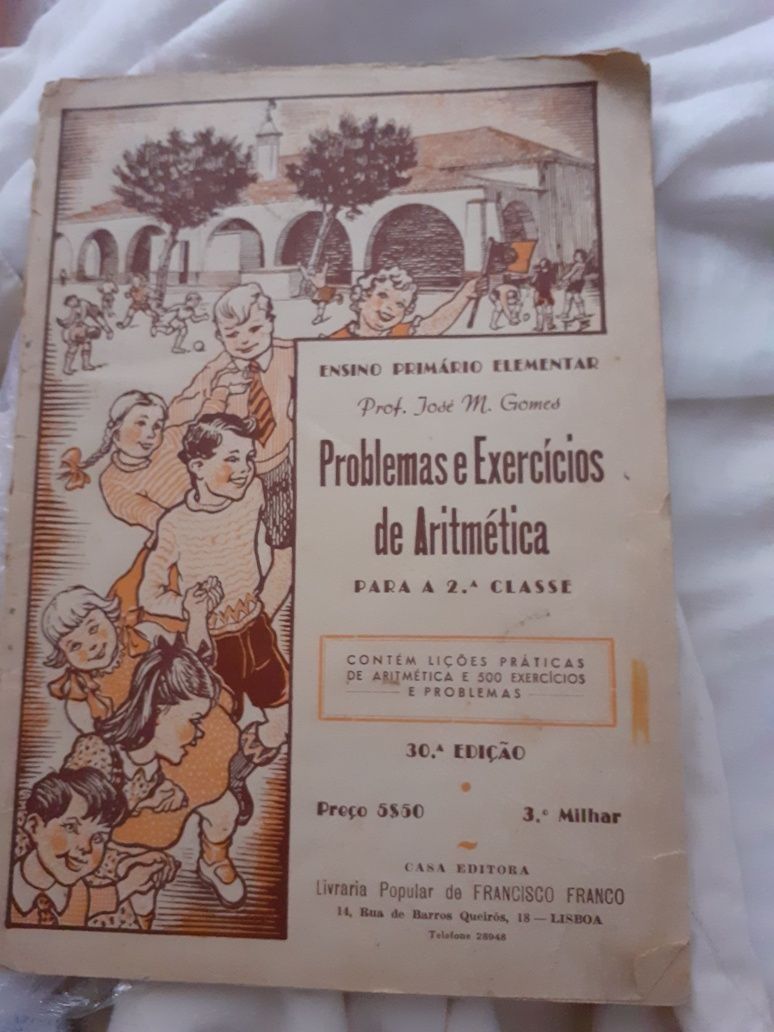 Livros escolares antigos Aritmética e Geometria/