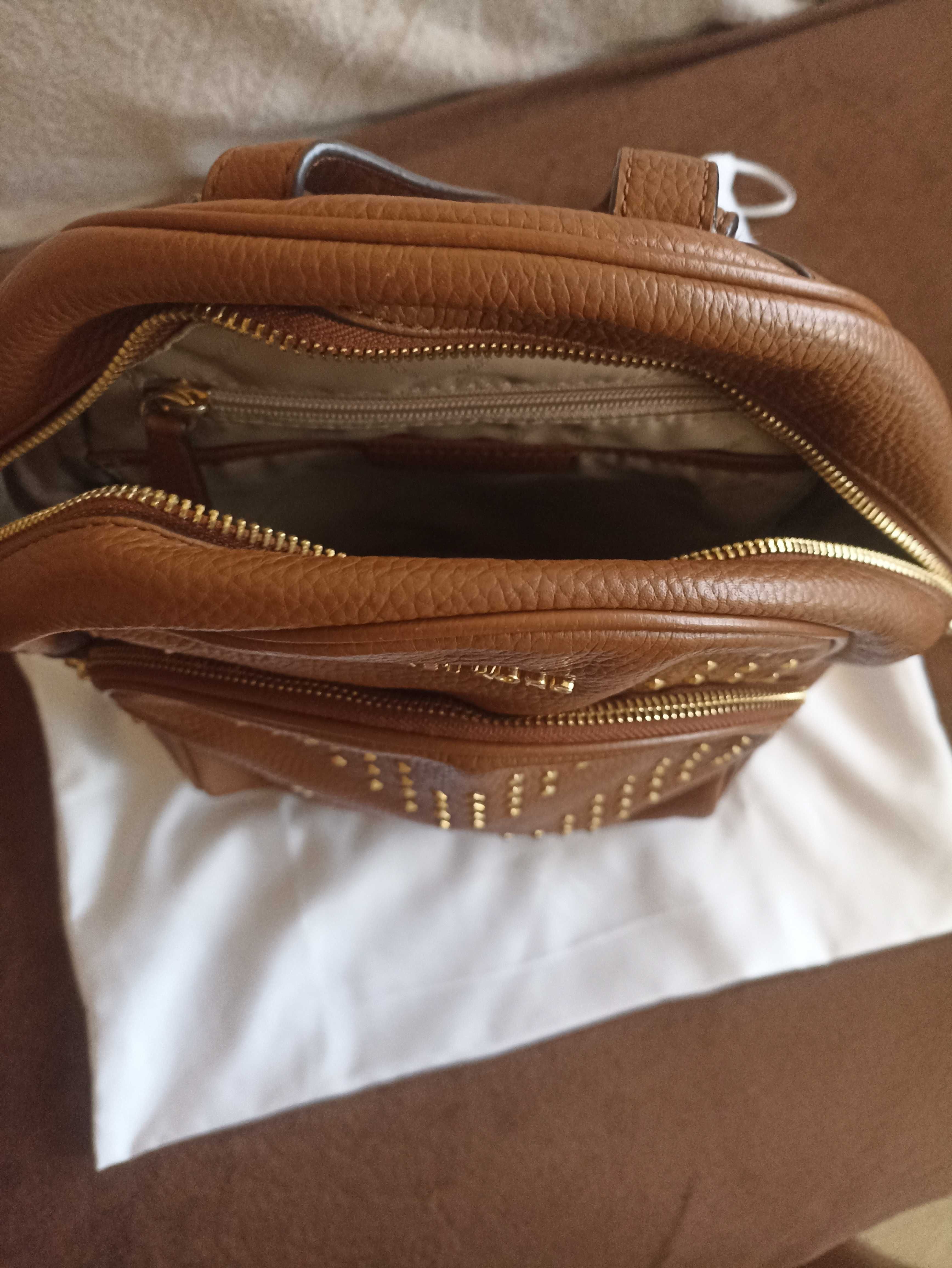 Plecak brązowy skóra Michael Kors z ćwiekam