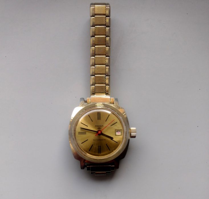 ANKER Damski Zegarek Mechaniczny, Nakręcany, Vintage Bransoletka Złoty
