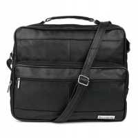 Czarna torba męska, skórzana torba do pracy, torba A4 na laptopa