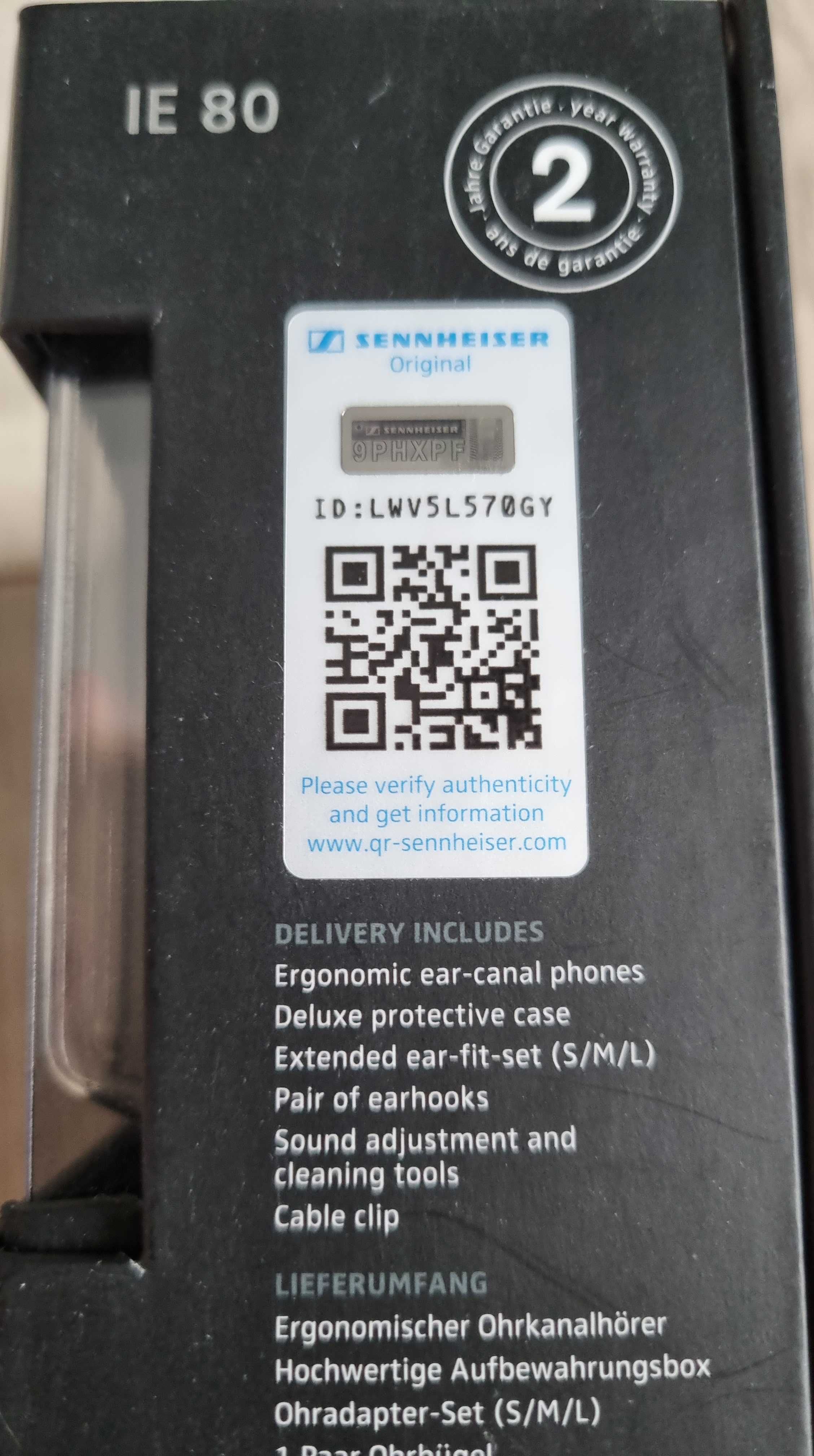 Hi-Fi навушники Sennheiser IE 80 (оригінал, повний комплект + коробка)