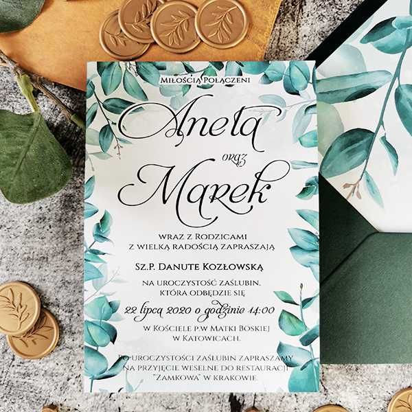 Zaproszenia Ślubne Jednokartkowe Z Bilecikiem SL152