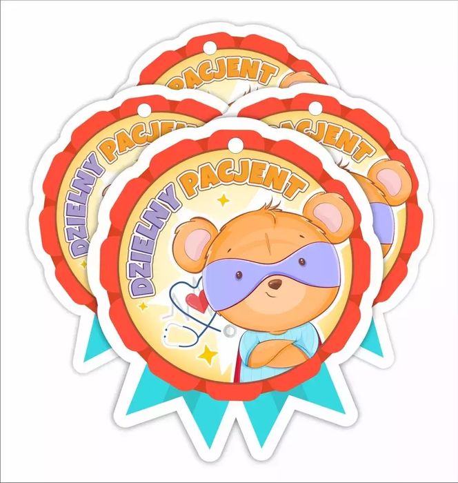 Medal papierowy - Dzielny pacjent Super Miś 4szt. LearnHow