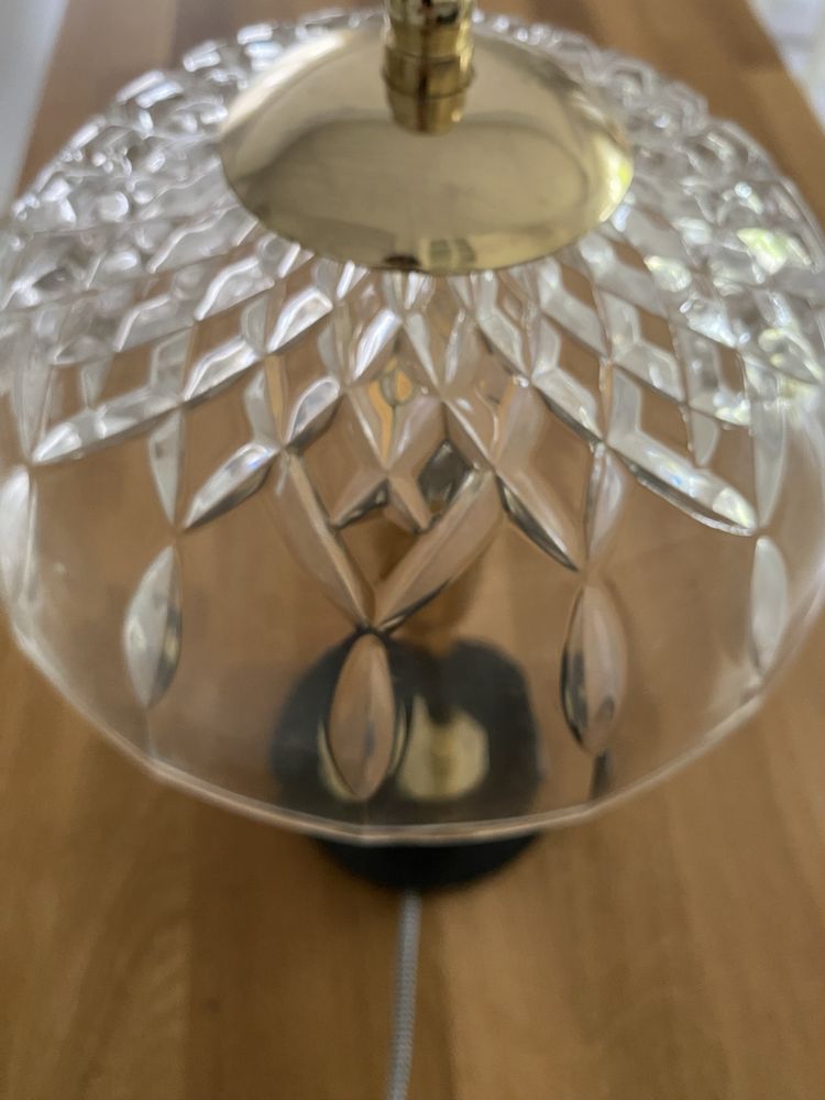 lampka Art Deco stylowa kryształowa z czarną podstawą