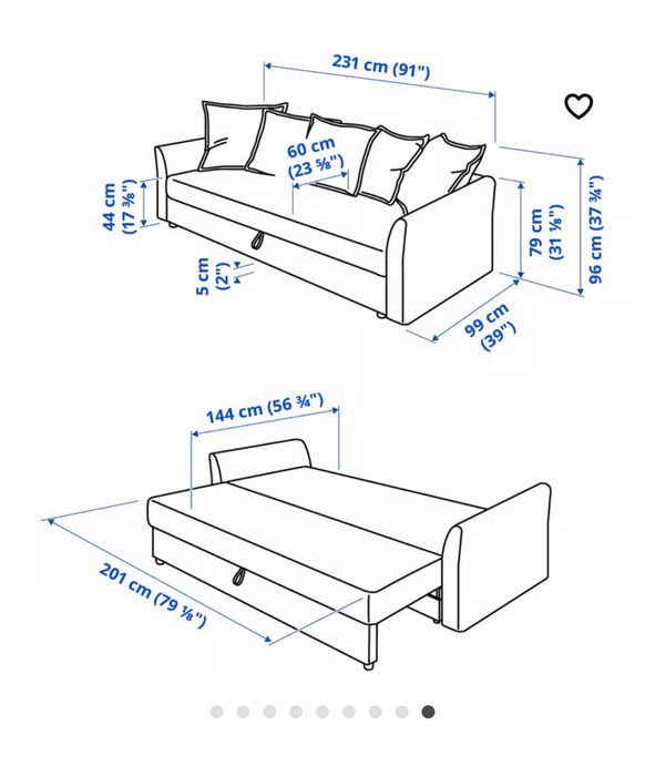 Sofa rozkladana holmsund ikea szara