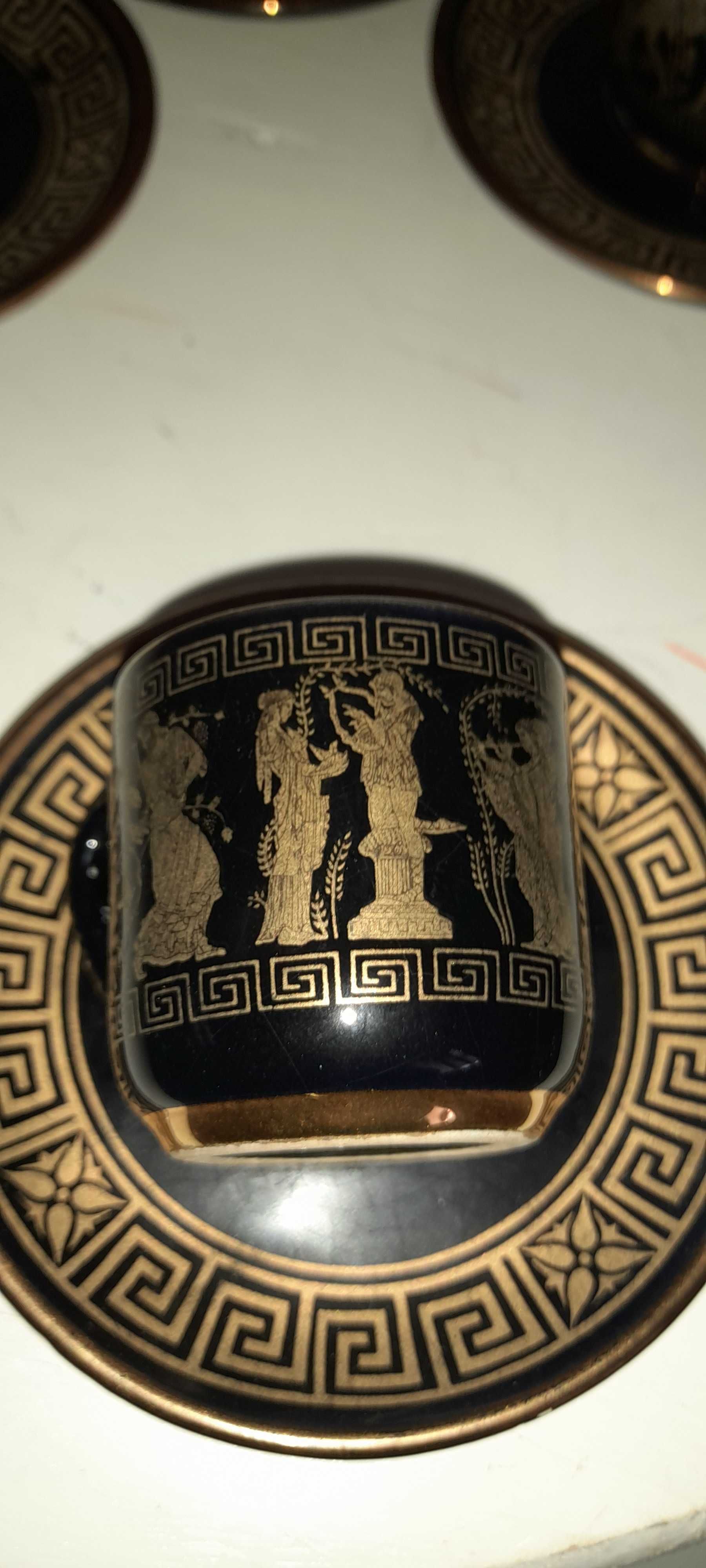 4 Chávenas pintadas a ouro 24 K - Origem Grécia
