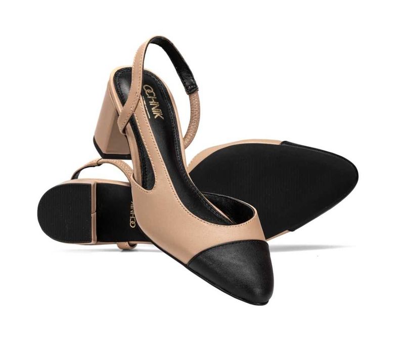 Skórzane czółenka z odkrytą piętą Ochnik