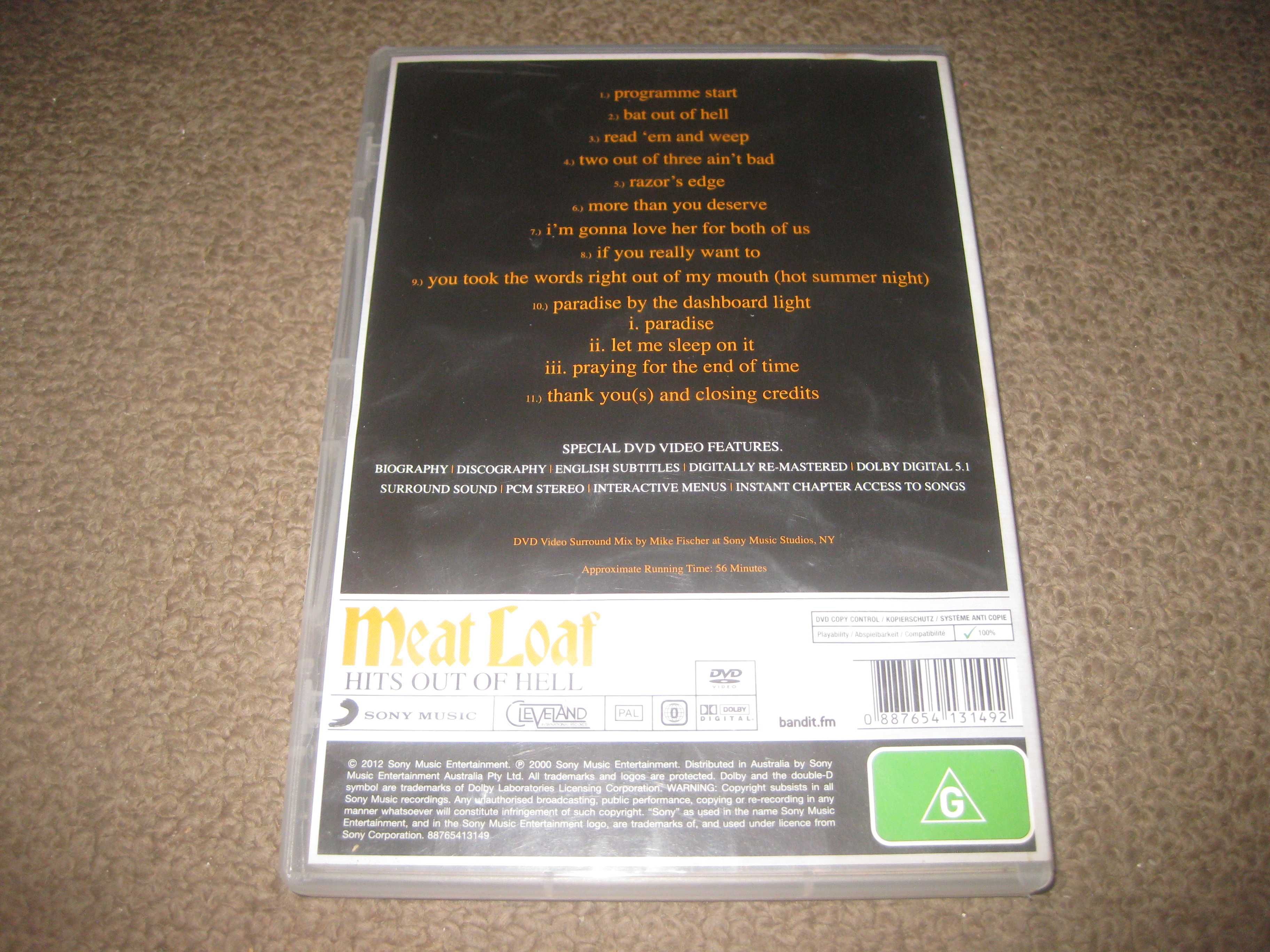 DVD do Meat Loaf "Hits Out Of Hell"